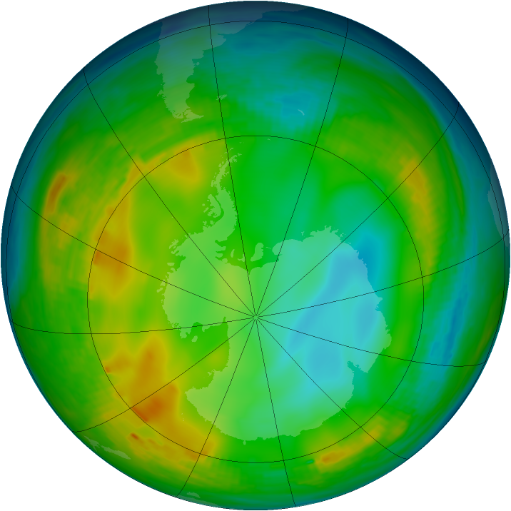 Antarctic ozone map for 12 June 1980